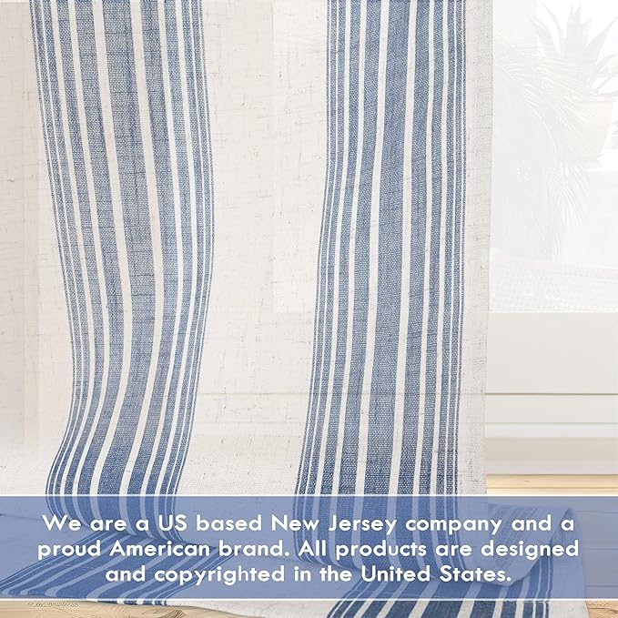 DriftAway Farmhouse Vertical Striped Linen Blend Textured Light Filtering Semi - Image 6