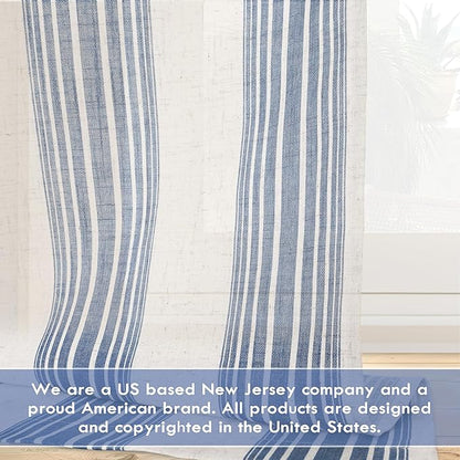 DriftAway Farmhouse Vertical Striped Linen Blend Textured Light Filtering Semi - Image 6