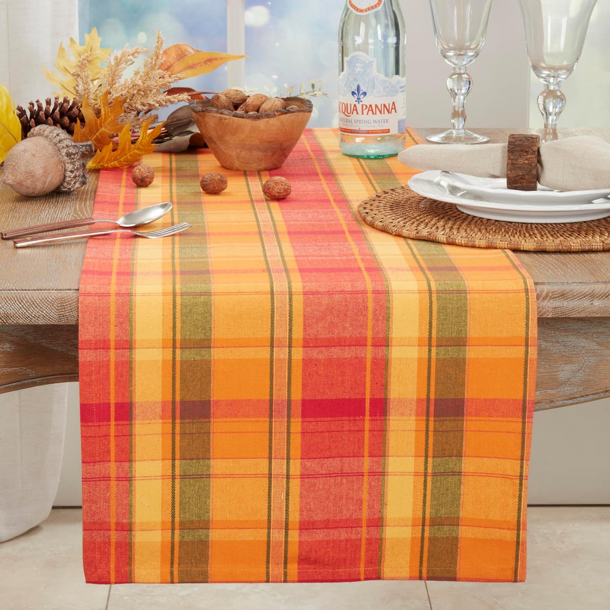 Terracotta Orange Harvest Halloween Autumn Thanksgiving Holiday Design Table Runner, 16" X 90" Rectangular, 100% Cotton, (1 Piece).