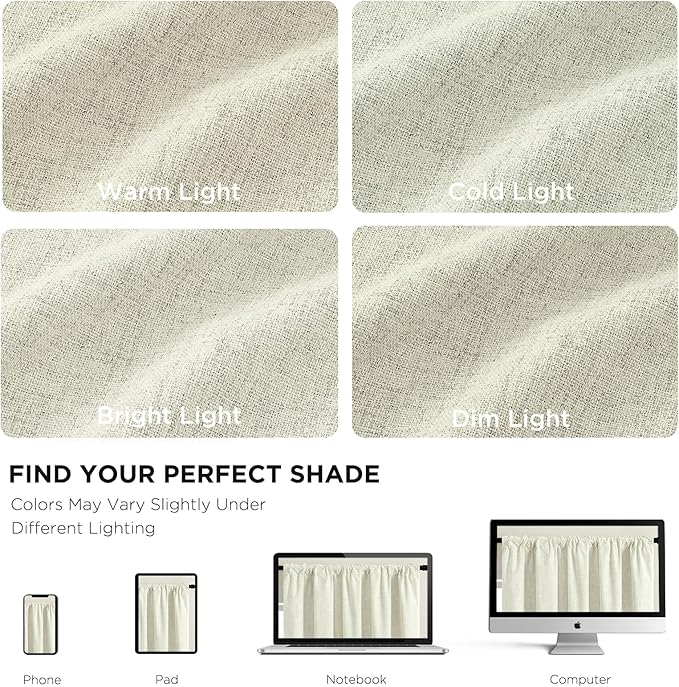 CUCRAF Linen 100% Blackout Curtains 96 Inch Length 2 Panels Set, Back Tab and - Image 2