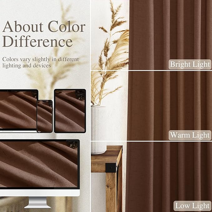 Extra Long Mocha Brown Linen Curtains 120 Inch - Image 3