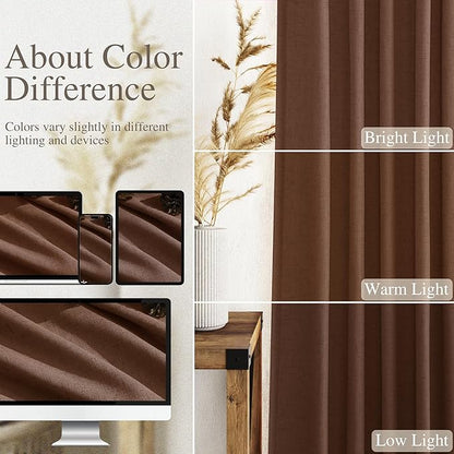 Extra Long Mocha Brown Linen Curtains 120 Inch - Image 3