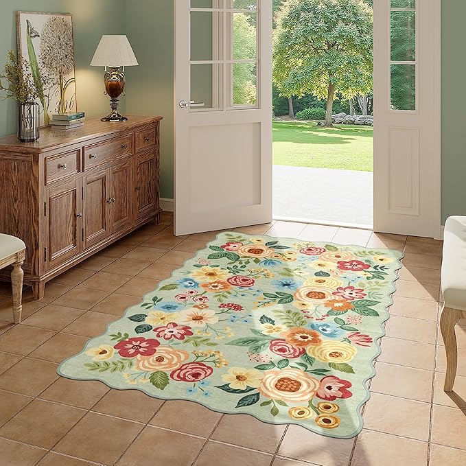 DUKINO 3x5 Area Rug, Floral Non-Slip Indoor Washable Rug - Image 7