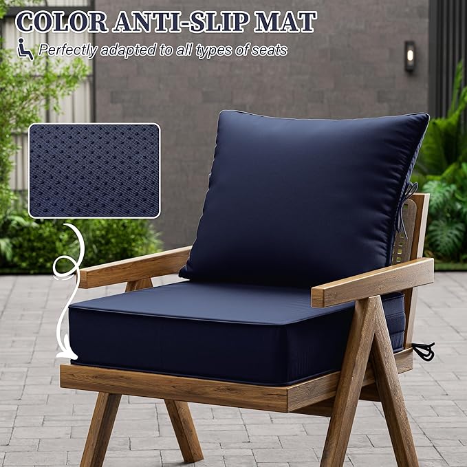 Outdoor Seat Cushion Set 22 L × 24 W × 5 H Inch Waterproof & Fade Resistant - Image 6