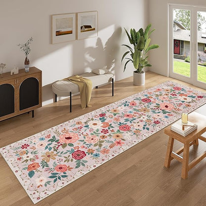 DUKINO 3x10 Runner Rug for Hallway, Washable Kitchen Floral Runner Rug - Image 4