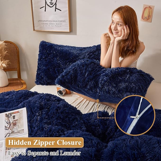 XeGe Faux Fur Throw Pillow Cases, Plush Shaggy Ultra Soft Pillow Covers - Image 3