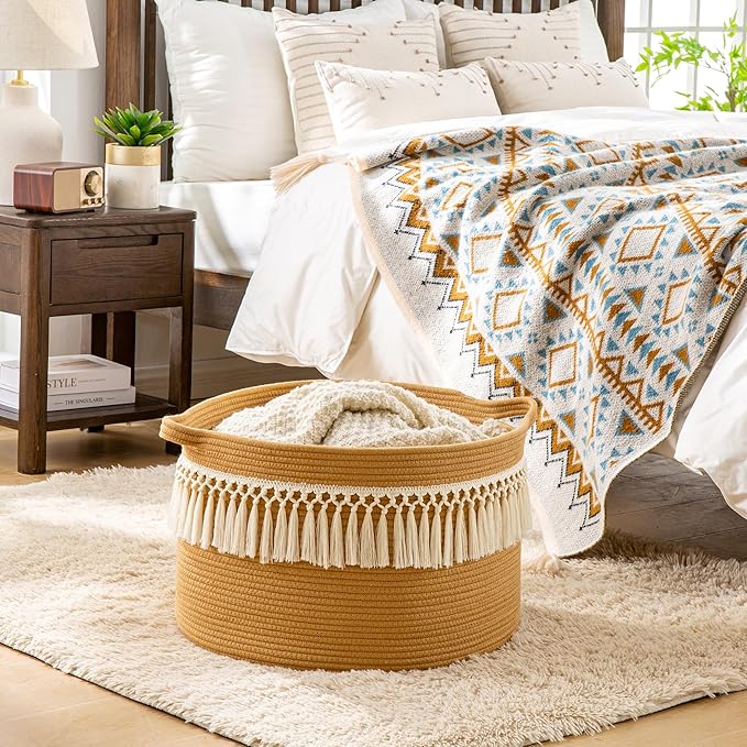 KAKAMAY Large Blanket Basket, Woven Baskets - Image 2