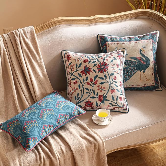 Navy Blue Throw Pillow Covers, Rustic Animal Print - Image 4