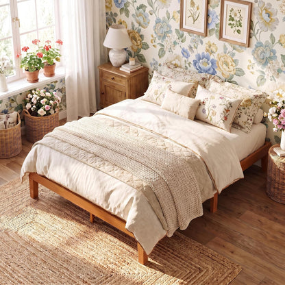 sweetcrispy king size bed frame, platform bed frame, main product view