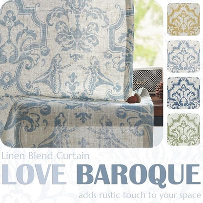 jinchan Linen Valance Curtain for Kitchen Vintage Damask Floral Blackout - Image 4