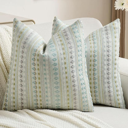 FUTEI Green Blue Decorative Throw Pillow Covers 24x24 Inch Set of 2, Soft Cozy by FUTEI