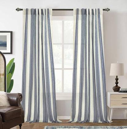 DriftAway Farmhouse Vertical Striped Linen Blend Textured Light Filtering Semi by DriftAway