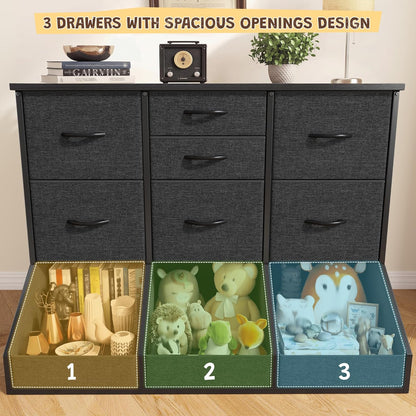 romorgniz dresser for bedroom, 7 drawer and 3, side view