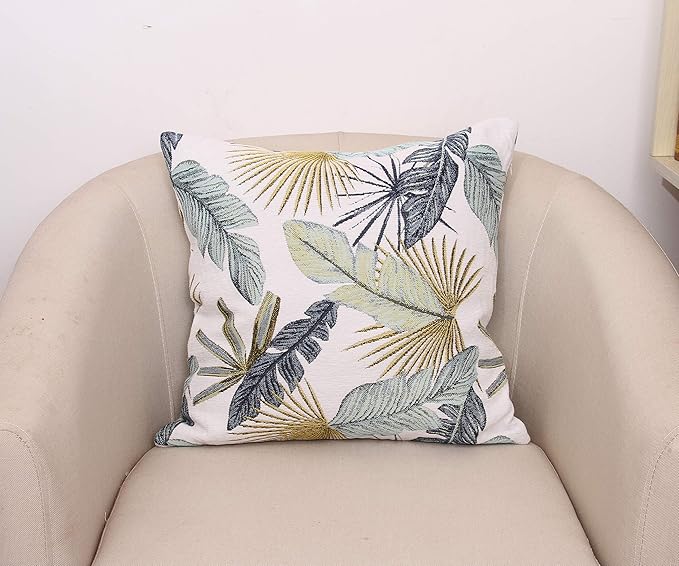 Yeiotsy Pillow Case, Decorative Tropical Leaf Throw Pillow Cover Heavy Fabric - Image 2