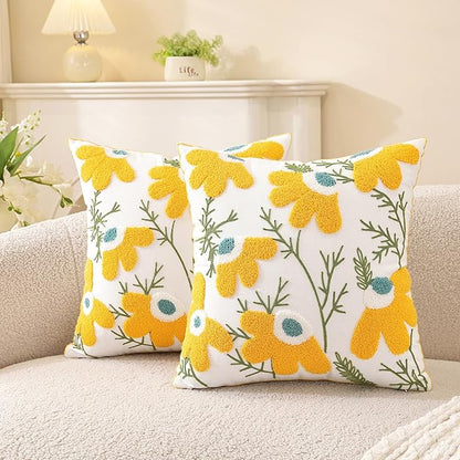 TAOSON Pack of 2, Cotton Canvas Cushion Covers, Spring Farmhouse Decor by TAOSON