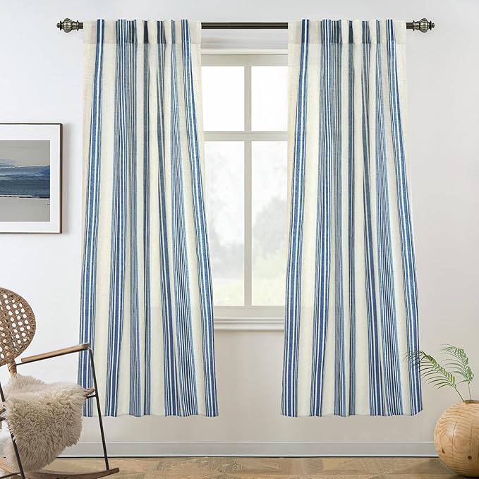 DriftAway Farmhouse Vertical Striped Linen Blend Textured Light Filtering Semi by DriftAway