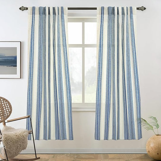 DriftAway Farmhouse Vertical Striped Linen Blend Textured Light Filtering Semi by DriftAway