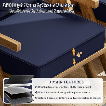 Outdoor Seat Cushion Set 22 L × 22 W × 4 H Inch Waterproof & Fade Resistant - Image 3
