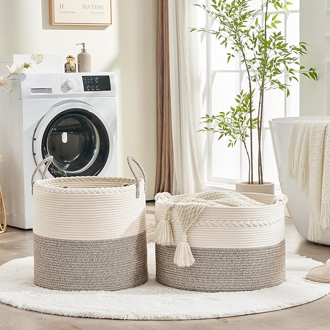 KAKAMAY Large Blanket Basket, Woven Baskets - Image 4