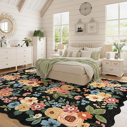 DUKINO 8x10 Area Rug, Floral Washable Rugs - Image 2