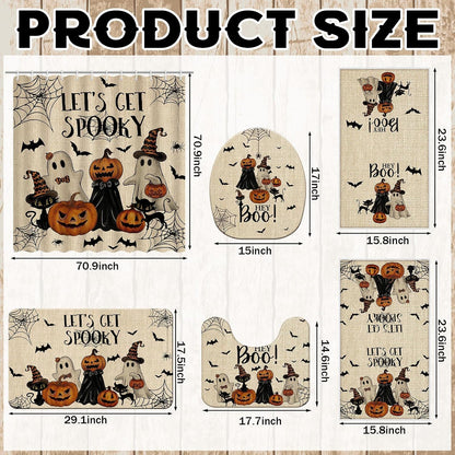 nuanchu 6 pcs halloween shower curtain set with, close-up detail