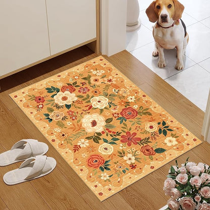 DUKINO 2x3 Rugs for Entryway, Floral Indoor Washable Door Mat, Non Slip Boho - Image 2