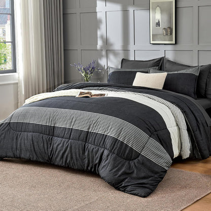 andency full size comforter set, black white grey, main product view