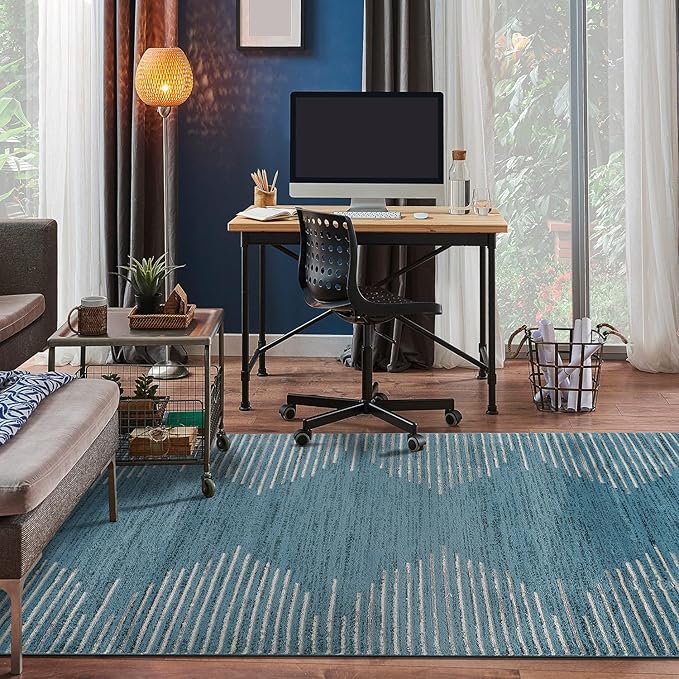 Rugshop Bohemian Stripe Stain Resistant High Traffic Living Room Kitchen - Image 7