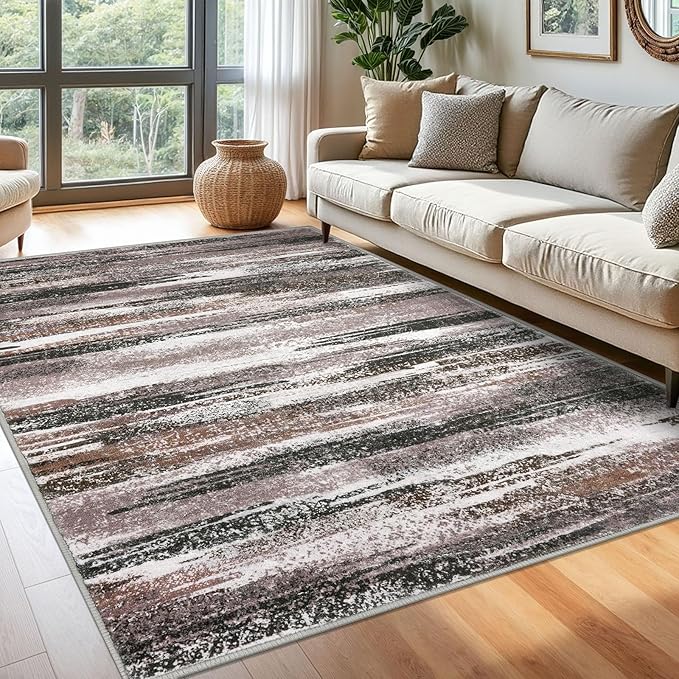Modern Abstract 6x9 Machine Washable Living Room Rug Non-Slip Soft Bedroom Area by lansny