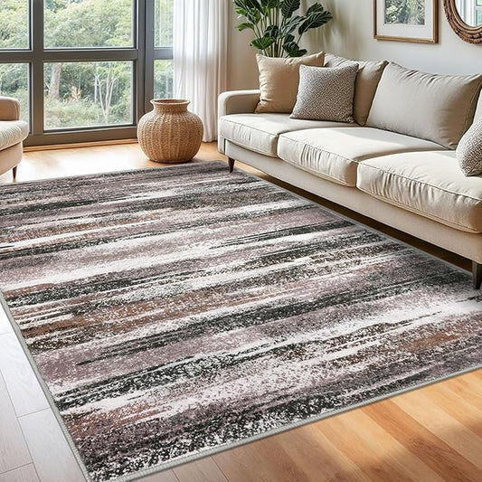 Modern Abstract 6x9 Machine Washable Living Room Rug Non-Slip Soft Bedroom Area by lansny
