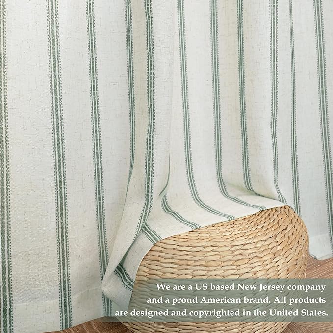 DriftAway Farmhouse Vertical Striped Linen Blend Textured Light Filtering Semi - Image 5