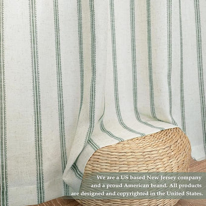 DriftAway Farmhouse Vertical Striped Linen Blend Textured Light Filtering Semi - Image 5
