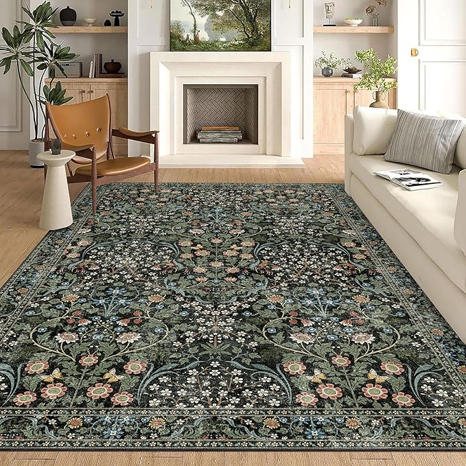 MUJOO 8x10 Area Rugs, Floral Washable Rugs - Image 4