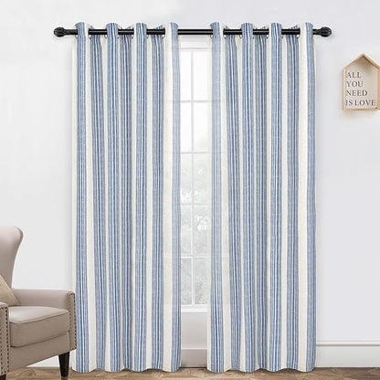 DriftAway Farmhouse Vertical Striped Linen Blend Textured Light Filtering Semi by DriftAway