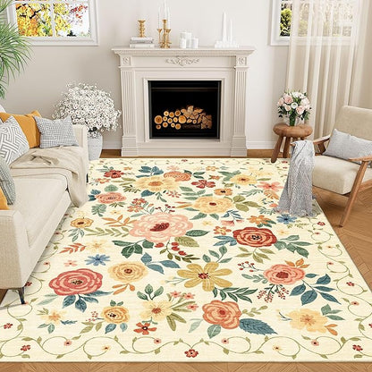 DUKINO 8x10 Area Rug, Floral Rugs by DUKINO