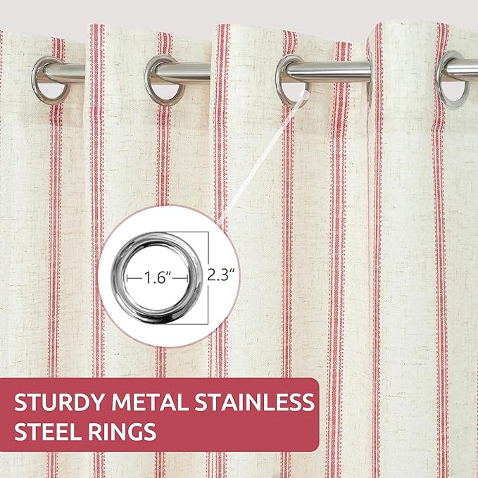 DriftAway Farmhouse Vertical Striped Linen Blend Textured Light Filtering Semi - Image 3
