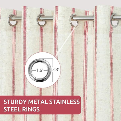 DriftAway Farmhouse Vertical Striped Linen Blend Textured Light Filtering Semi - Image 3
