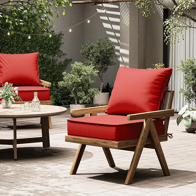 Outdoor Seat Cushion Set 22 L × 22 W × 4 H Inch Waterproof & Fade Resistant - Image 7