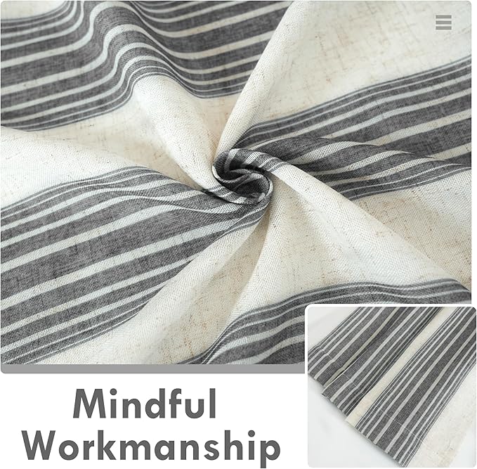 DriftAway Farmhouse Vertical Striped Linen Blend Textured Light Filtering Semi - Image 5