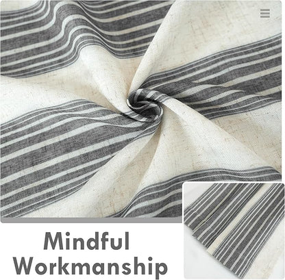 DriftAway Farmhouse Vertical Striped Linen Blend Textured Light Filtering Semi - Image 5