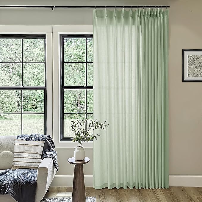 Pinch Pleat Linen Sheer Curtains 96 Inches Long 100 Inch Wide - Image 8