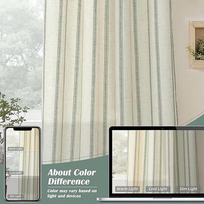 DriftAway Farmhouse Vertical Striped Linen Blend Textured Light Filtering Semi - Image 8