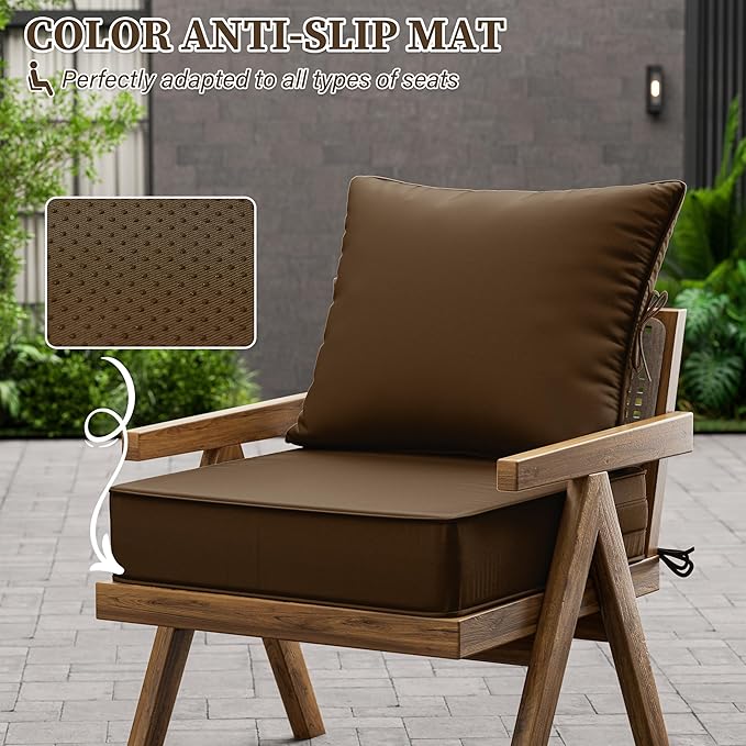 Outdoor Seat Cushion Set 22 L × 24 W × 5 H Inch Waterproof & Fade Resistant - Image 6