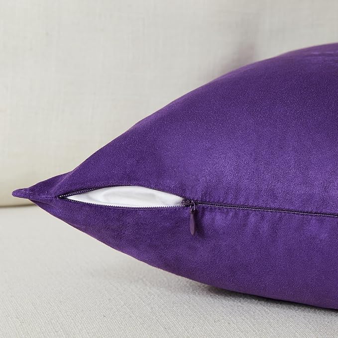 Fancy Homi 22x22 Pillow Covers, Super Soft Faux Suede Square Solid Cushion Cover - Image 3