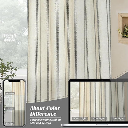 DriftAway Farmhouse Vertical Striped Linen Blend Textured Light Filtering Semi - Image 8
