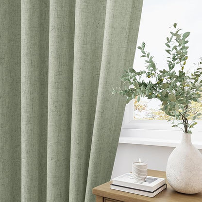 Sage Green Pinch Pleated Semi Sheer Curtains 108 Inches long - Image 5