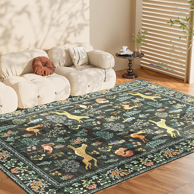 DUKINO 5x7 Rug, Washable Animal Living Room Rug - Image 8
