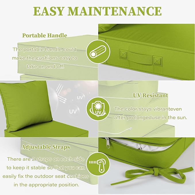 Outdoor Seat Cushion Set 24 L × 24 W × 5 H Inch Waterproof & Fade Resistant - Image 4