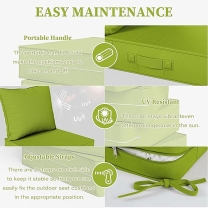 Outdoor Seat Cushion Set 24 L × 24 W × 5 H Inch Waterproof & Fade Resistant - Image 4