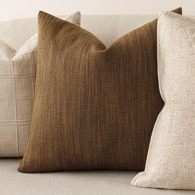Foindtower Set of 2 Decorative Textured Burlap Linen Throw Pillow Covers - Image 4